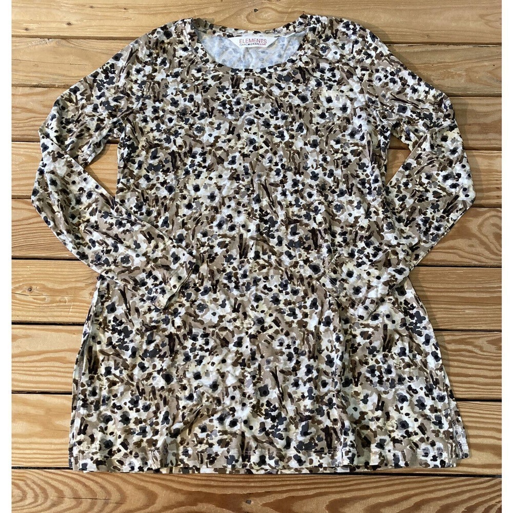 NEW Isaac Mizrahi Live Scoop Neck Long Sleeve Tunic Size Small Women’s Wheat